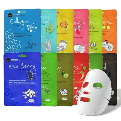 Celavi Collagen Facial Face Mask (12-Sheets) Classic Korean Skincare | Lighten, Moisturize ...