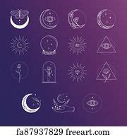Free art print of Golden Sacred Sun and Moon logo design elements. Collection of Vector Golden ...