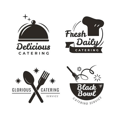 Free Vector | Pack of flat catering logo templates