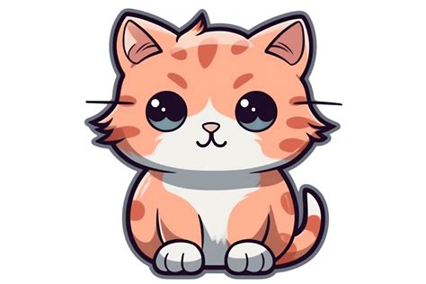 Cute Cartoon Kawaii Cat Sticker Clipart AI Generated Kawaii Cat, Cat ...