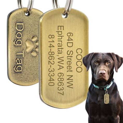 Military Dog Tags Customizable Name ID Collar Tag Engraved Personalized ...