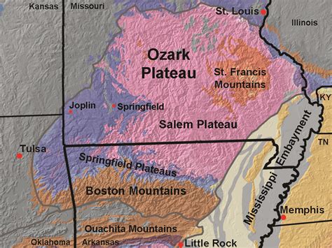 Physical Map Ozark Plateau | Images and Photos finder