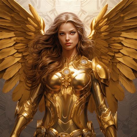 Premium Photo | A female superhero in armour with an angel wings