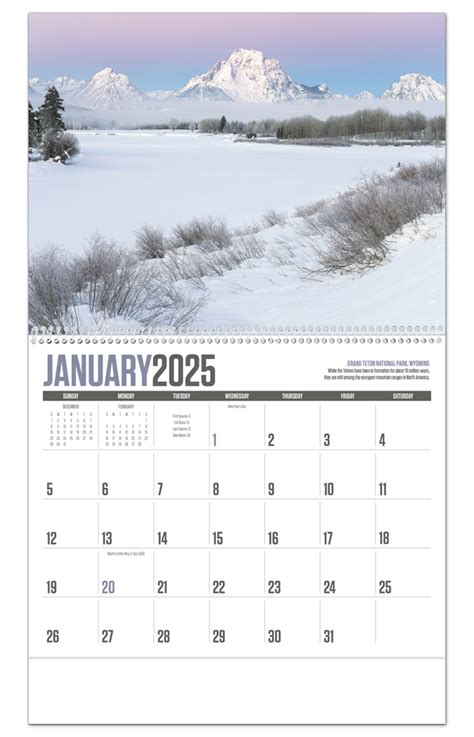 2025 National Parks Calendar | 11" X 19" Imprinted Spiral Bound; Drop ...