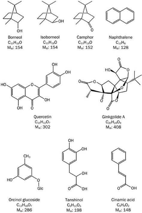 Chemical structures of borneol, isoborneol, camphor, naphthalene,... | Download Scientific Diagram