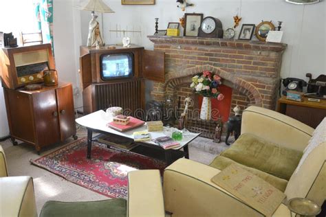 A 1940s 1950s Living Room with Vintage Furniture Editorial Photo ...