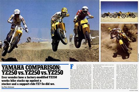 Yamaha Comparison: Yz250 Vs. Yz250 Vs. Yz250 | Cycle World | NOVEMBER 1984