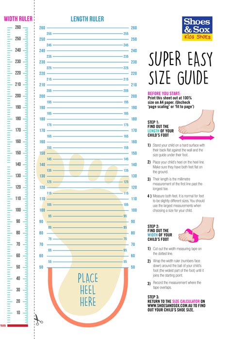 Printable Baby Shoe Size Chart Guide