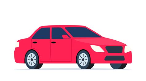 Red car. City sport sedan view from the side. Passenger vehicle. Vector illustration in flat ...