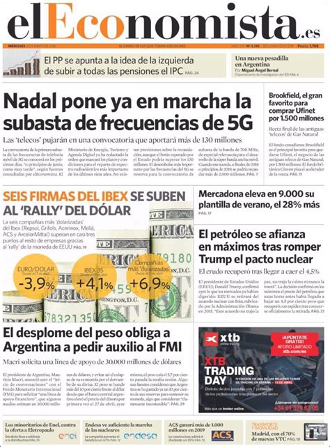 Las portadas de los periódicos económicos de hoy, miércoles 9 de mayo