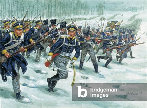 Landwehr (or Landeswehr) of the Prussian infantry on snow, 1813-1814 ...