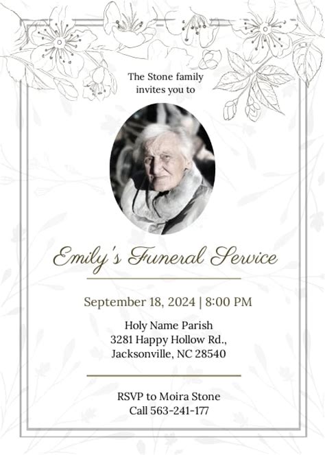 Funeral Announcement Invitation Template [Free PDF] - Word (DOC) | PSD | Apple (MAC) Pages ...