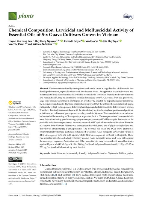 (PDF) Chemical Composition, Larvicidal and Molluscicidal Activity of Essential Oils of Six Guava ...