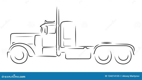 Semi Truck Monochrome Silhouette Stock Vector - Illustration of ...