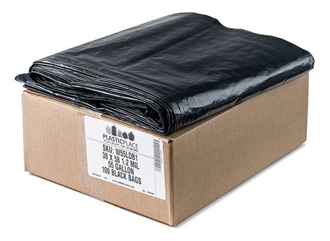 55-60 Gallon Trash Bags 1.2 Mil, 38"W x 58"H, Black, 100/Box (3 pack) – NRS Marketplace