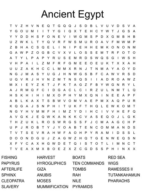 Ancient Egypt Word Search - WordMint