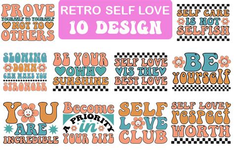 Self Love Retro Design Graphic by Creative Booth · Creative Fabrica