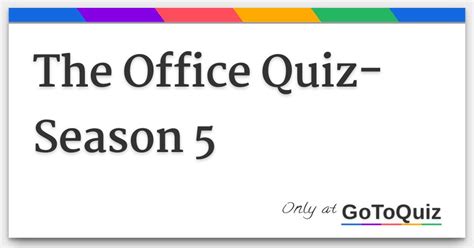 The Office Quiz- Season 5