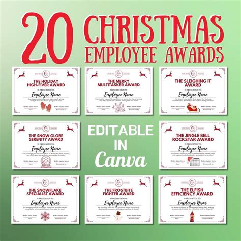 20 Funny Christmas Awards for Employees, Certificates Editable in Canva ...