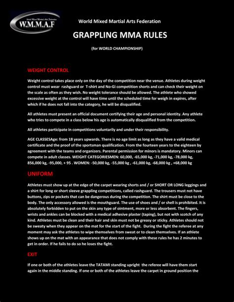 GRAPPLING MMA RULES - WMMAF Sport