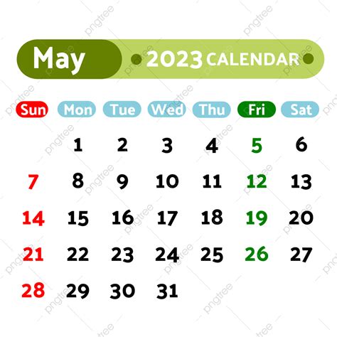 Calendar May 2023 Vector PNG Images, 2023 Calendar May Vector, 2023 Calendar, Calendar, May PNG ...