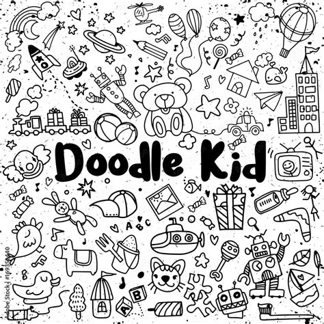 hand drawn kids doodle set,Doodle style Stock Vector | Adobe Stock