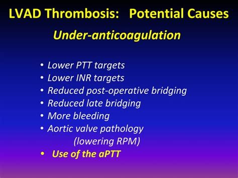 Management of anticoagulation in lvad recipients