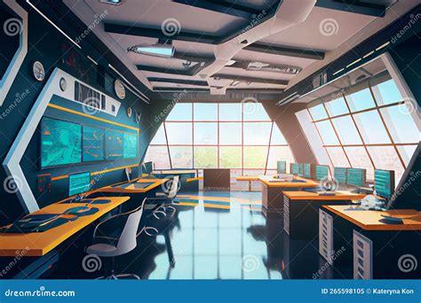 Futuristic School Interior, Ai Illustration. Futuristic University Stock Illustration ...