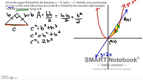 Volume of Cross Sections Isosceles Right Triangles Part 2 - YouTube