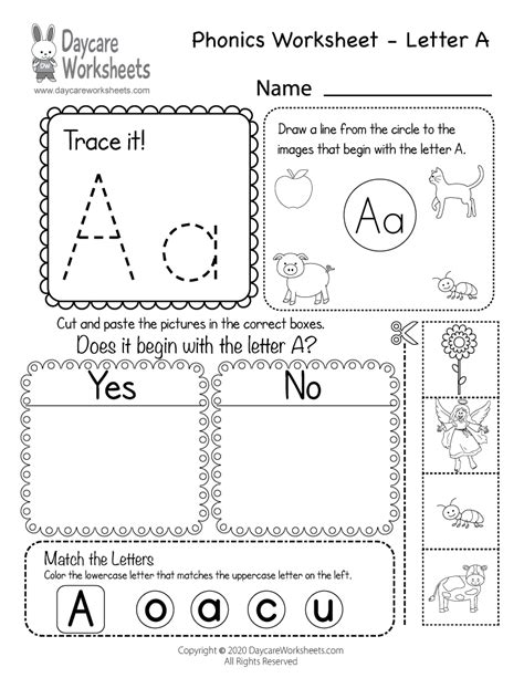 Free Letter A Phonics Worksheet for Preschool - Beginning Sounds