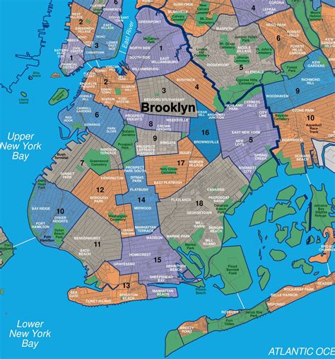 Map of Brooklyn neighborhoods | Brooklyn neighborhoods, Brooklyn map, Map of new york