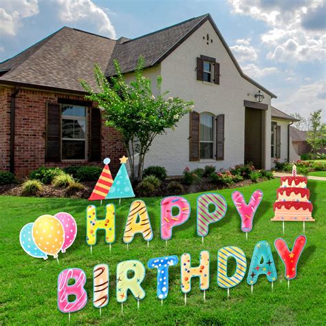 Amazon.com : Indoor Outdoor Yard Signs,16 Character Yard Sign,Premium 15Inch Happy Birthday Yard ...