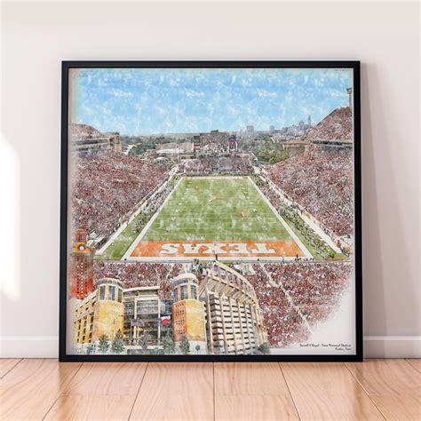 Texas Memorial Stadium Print, University of Texas Longhorns Football | Football wall art ...