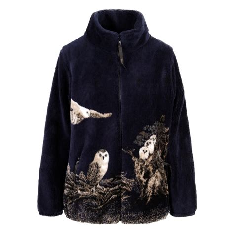 Ladies Micro Velour Jacket NAVY OWL - Farfield Clothing