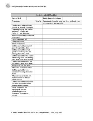 Fillable Online Fillable Lockdown Drill Checklist Date of drill Total ...