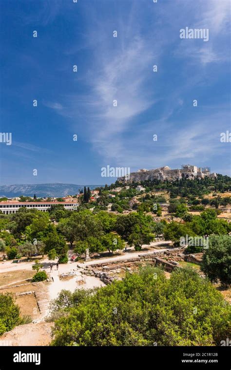 Ancient Agora ruins and Acropolis of Athens,Athens,Greece,Europe Stock ...