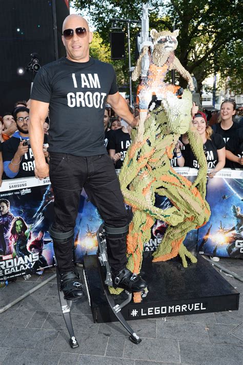 Vin Diesel cosplaying himself at UK premiere of Guardians Of The Galaxy ...