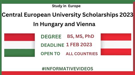 Central European University Scholarships 2023 In Hungary and Vienna ...