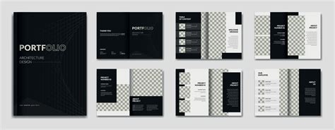 Architecture black and white portfolio design template, architecture and interior professional ...