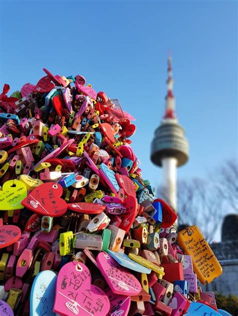 Love locks and Namsan Tower | Namsan tower, South korea seoul, Love lock