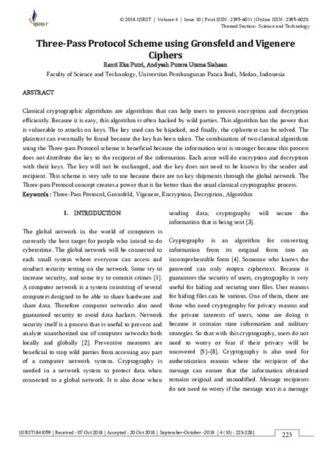 (PDF) Three-Pass Protocol Scheme using Gronsfeld and Vigenere Ciphers ...