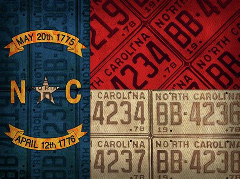 North Carolina State Flag Recycled Vintage License Plate Art Mixed Media by Design Turnpike ...