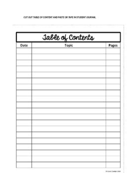 Table of Contents - Blank Template (FREE printable) | TpT