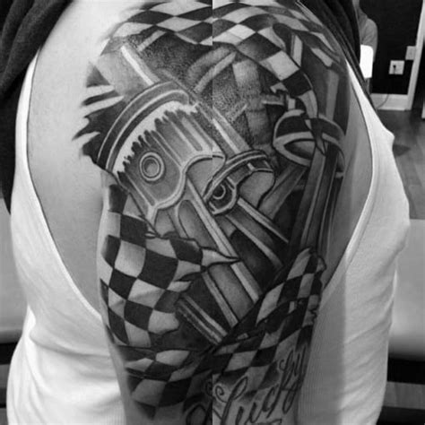 40 Checkered Flag Tattoo Ideas For Men - Racing Designs