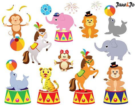 Circus Animals Clipart, Circus Show Clipart Personal and Commercial use Circus, Choose from 20 ...