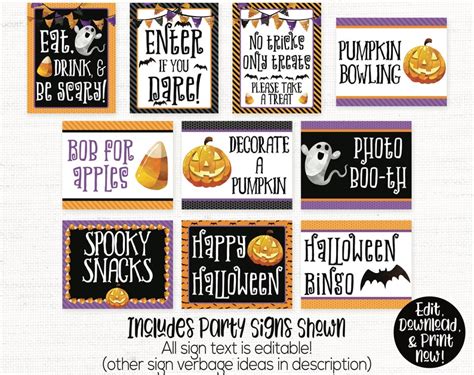 Halloween Party Signs Halloween Welcome Sign Spooky Snacks - Etsy