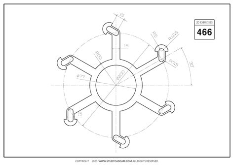 2D CAD EXERCISES 466 - STUDYCADCAM Autocad Drawing, Technical Drawing, Paper Mechanics ...