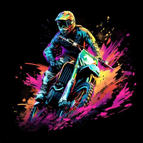 Neon Vibrant Dirt Bike, Bundle of 5 PNG Files for Wall Art, Digital Prints, T-shirt Designs, and ...