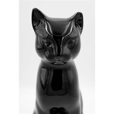 Vintage Modern Ceramic Sculpture Black Cat 1970s