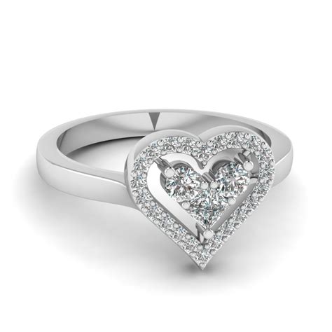 Pave Diamond Double Heart Promise Ring In Sterling Silver | Fascinating Diamonds